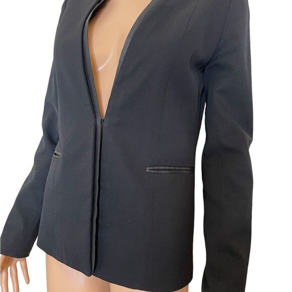 Tahari black blazer jacket with single closure or can be worn open business SZ 2 - Picture 3 of 12